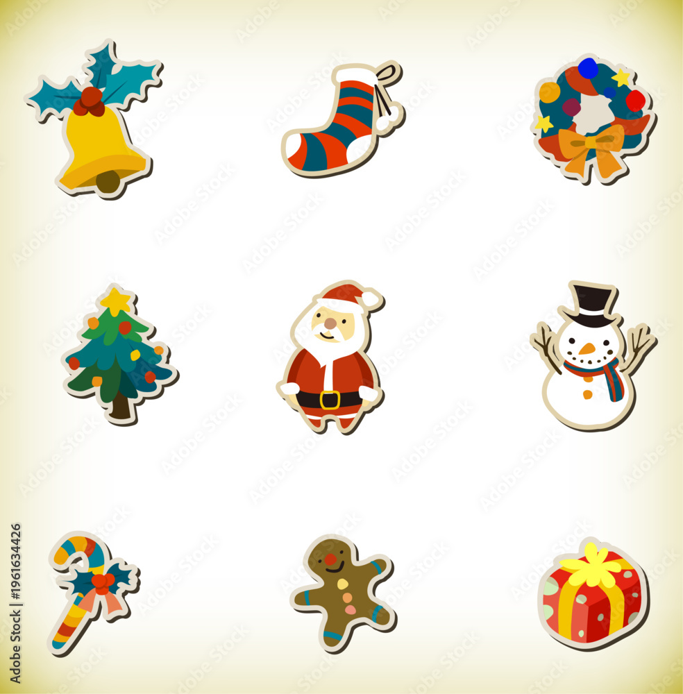Fototapeta premium Festive Christmas and Holiday Vector Icon Collection