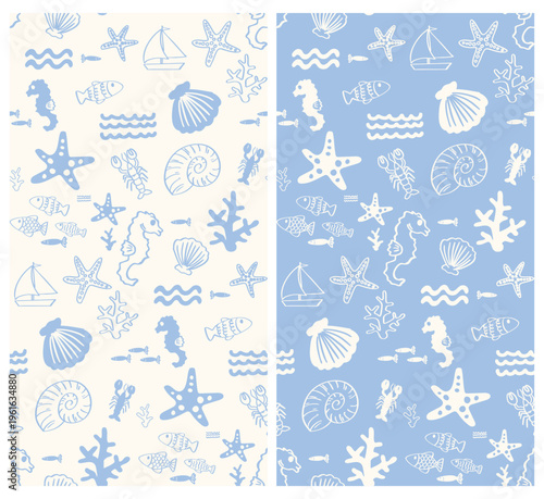 Summer seamless patterns wi...
