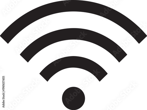 WiFi symbol, wireless internet icon, network connection sign, black vector graphic