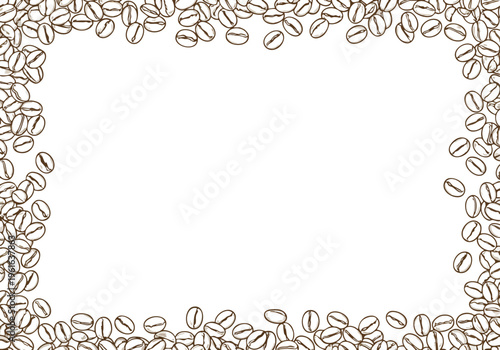 Foto Hand drawn coffee beans creating an elegant border on a clean white background p