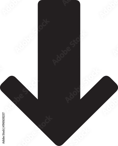 Black, downward, arrow, icon, symbol, vector graphics, pointing down