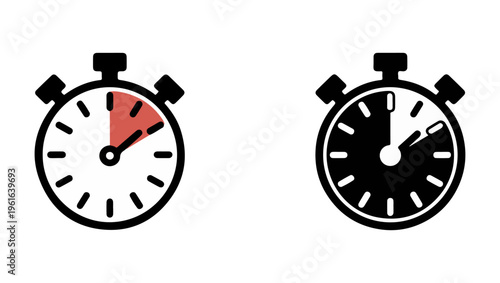 Two stopwatch icons one showing elapsed time and the other at zero