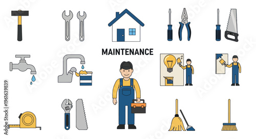 Home Maintenance Tools and Services Icons Set