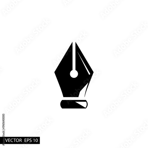 Black ink pen nib icon for writing and design