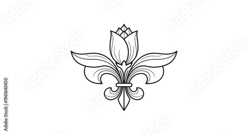 Elegant Fleur-de-lis with stylized flower bud outline