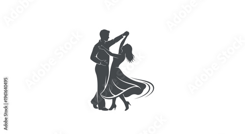 Elegant couple ballroom dancing silhouette illustration design