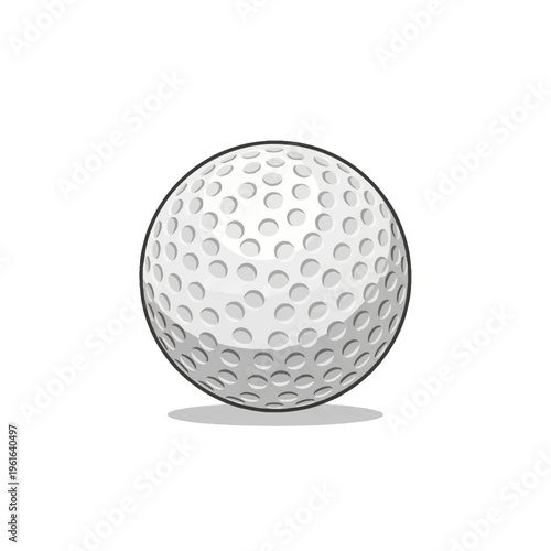 Detailed vector illustration of a professional white golf ball with realistic dimple patterns and a subtle drop shadow, isolated on a white background for sports design.
