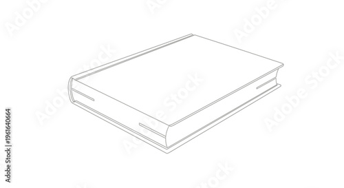 Simple Line Drawing of a Closed Hardcover Book on White Background