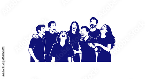 Group of diverse young people laughing together joyfully