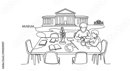 Art Class at Museum: Kids Drawing and Painting in Creative Workshop