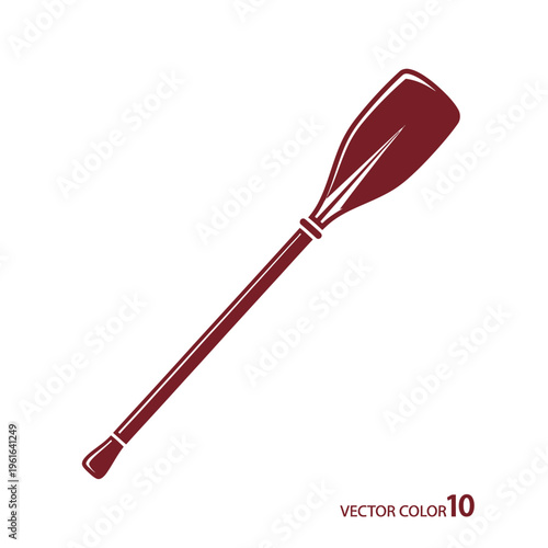Maroon boat paddle or oar single graphic illustration