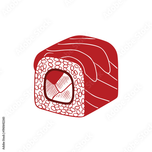 Stylized sushi roll graphic on a clean white background a versatile design element for culinary themes
