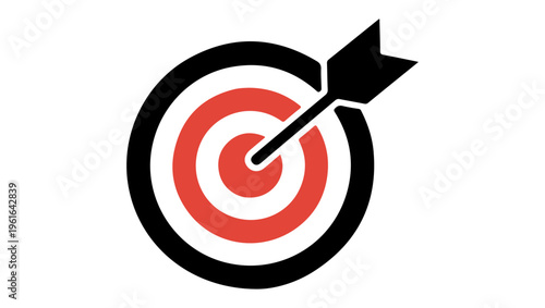 A black arrow hitting the center of a red and white target