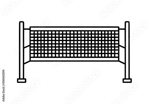Simple black and white line art vector illustration graphic design icon representing a generic sports net for volleyball or tennis game equipment.