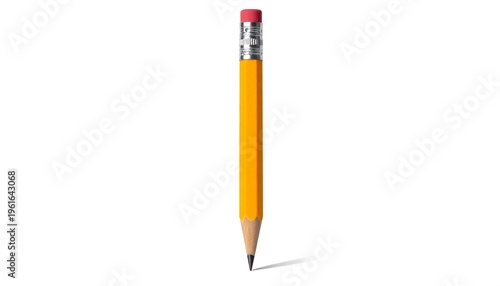 A yellow wooden writing tool with a pink eraser, a metallic band, and a graphite tip