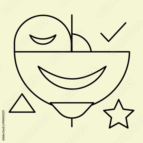 Wallpaper Mural Minimal line smiling face with heart shape and geometric symbols line minimal triangle Torontodigital.ca