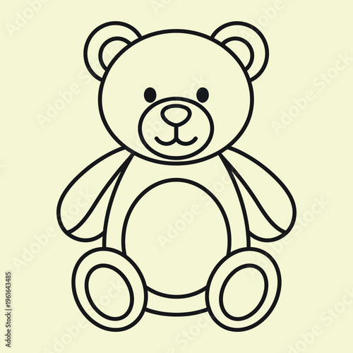 Wallpaper Mural Minimal line teddy bear sitting on pale yellow background line minimal black lines sitting bear cartoon style Torontodigital.ca