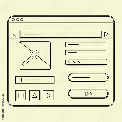 Wallpaper Mural Minimal line web browser window with navigation and controls line minimal Torontodigital.ca