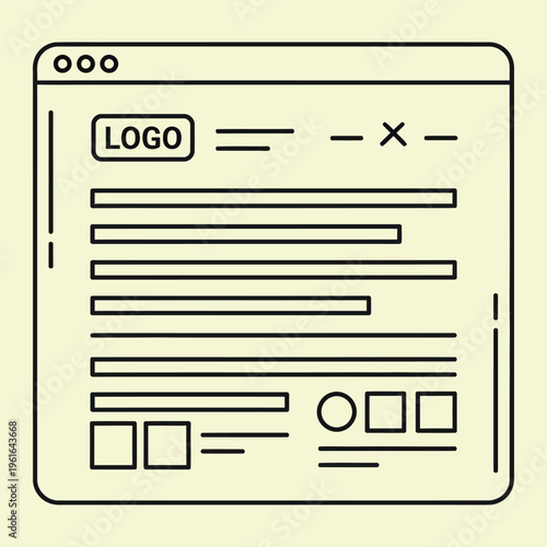 Wallpaper Mural Minimal line web page with and placeholder text line minimal web page website wireframe simple black lines Torontodigital.ca