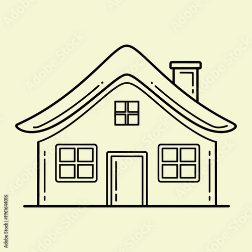 Wallpaper Mural Simple line house with cream background and black outlines line minimal cream background simple home Torontodigital.ca