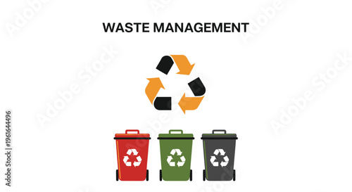 Recycling Bins and Logo: Waste Management and Sustainability Concept