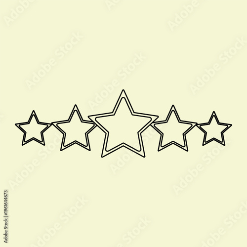Wallpaper Mural Five black outlined stars on pale yellow background rating review feedback Torontodigital.ca
