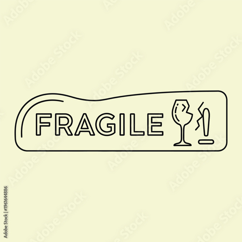 Wallpaper Mural Fragile label with wine glass and vase sticker warning care Torontodigital.ca