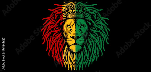 Fotografie Rastafari Lion of Judah vector illustration.