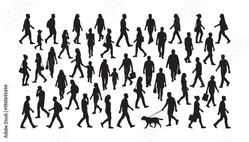 walking people silhouettes