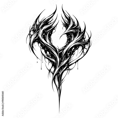 Abstract Goth Alien Creature Tattoo and Vector Illustration