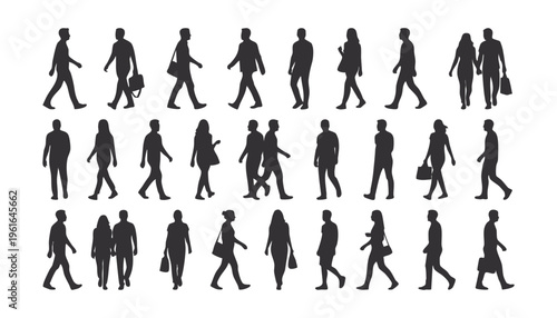 walking people silhouettes