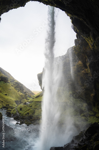 Seljalandsfoss Iceland waterfall , tourist landmark, travel concept