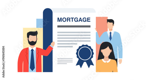 People signing a mortgage agreement.