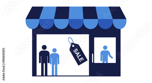 Sale Sign in Store Window Display.