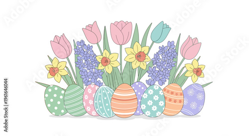 Easter Eggs and Spring Flowers Arrangement