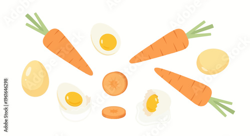Fresh Carrots and Eggs - Healthy Ingredients