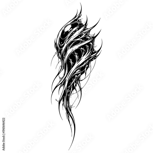 Organic Bio-organic Alien Tentacle Tattoo Design and Vector Illustration