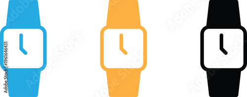 Set of Smartwatch and Wristwatch Icons for Time Management and Wearable Tech Design