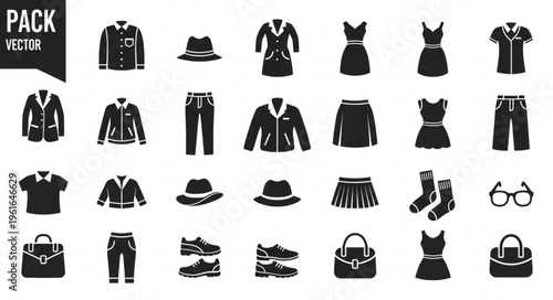 Clothing and Accessories Collection - Stylish Wardrobe Essentials Vector Set.
