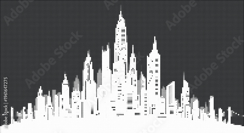 A city skyline with tall buildings