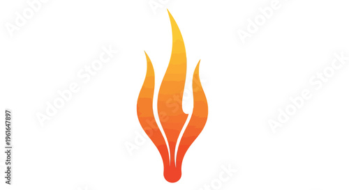 A flame with yellow and orange colors