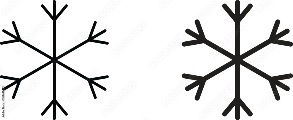 Fototapeta premium Snowflake Vector Icon Set with Minimalist Winter Cold and Frozen Symbols