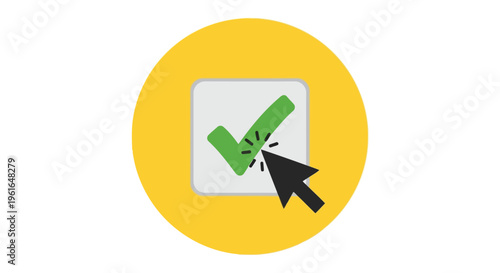 A green check mark on a white checkbox with a computer mouse cursor