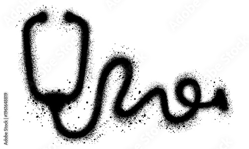 Tableau sur toile Stethoscope graffiti with black spray paint. Stethoscope icon.