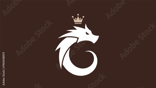Obraz na płótnie Dragon logo design with crown