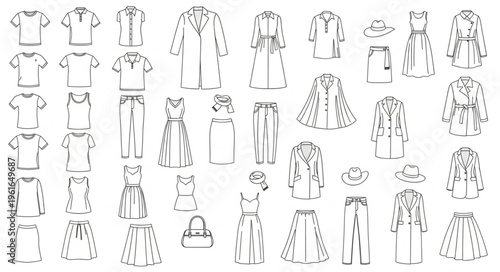 Assortment of Fashion Outfits - A Diverse Collection of Clothing Styles.