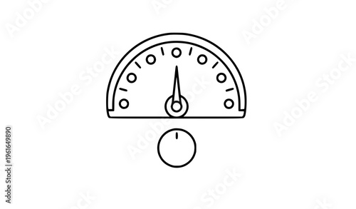 Stylized linear rotating round scale vector icon for dashboards and control panels