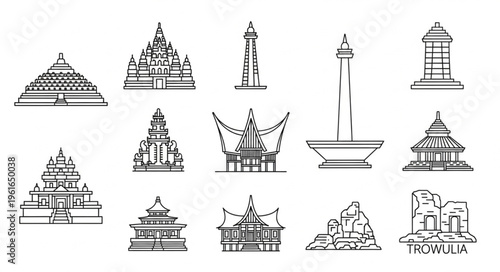 Collection of Indonesian Architectural Landmarks and Cultural Heritage.