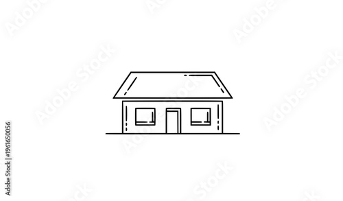 Minimalistic sideways long house vector icon for logos and design projects