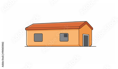 Cartoon sideways long house vector icon for modern logo and illustration
